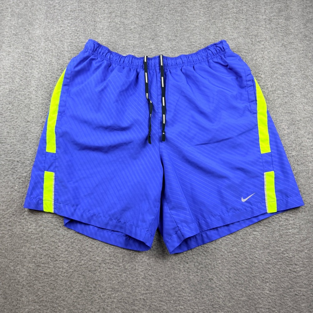 Nike Running Dri-FIT Shorts Men's XL Blue Volt Striped 573718-489